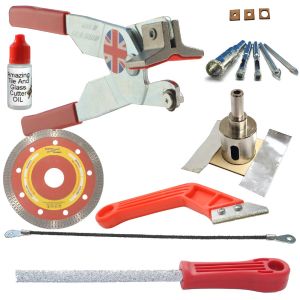 Tile Cutter Hand Tool Kit 4 Hacksaw For Notches Grinder Blade For Porcelain Drills For Screw Holes Hole Saw For Pipes File for Trimming Grout File for Cleaning